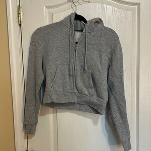 Brandy Melville cropped zip grey hoodie